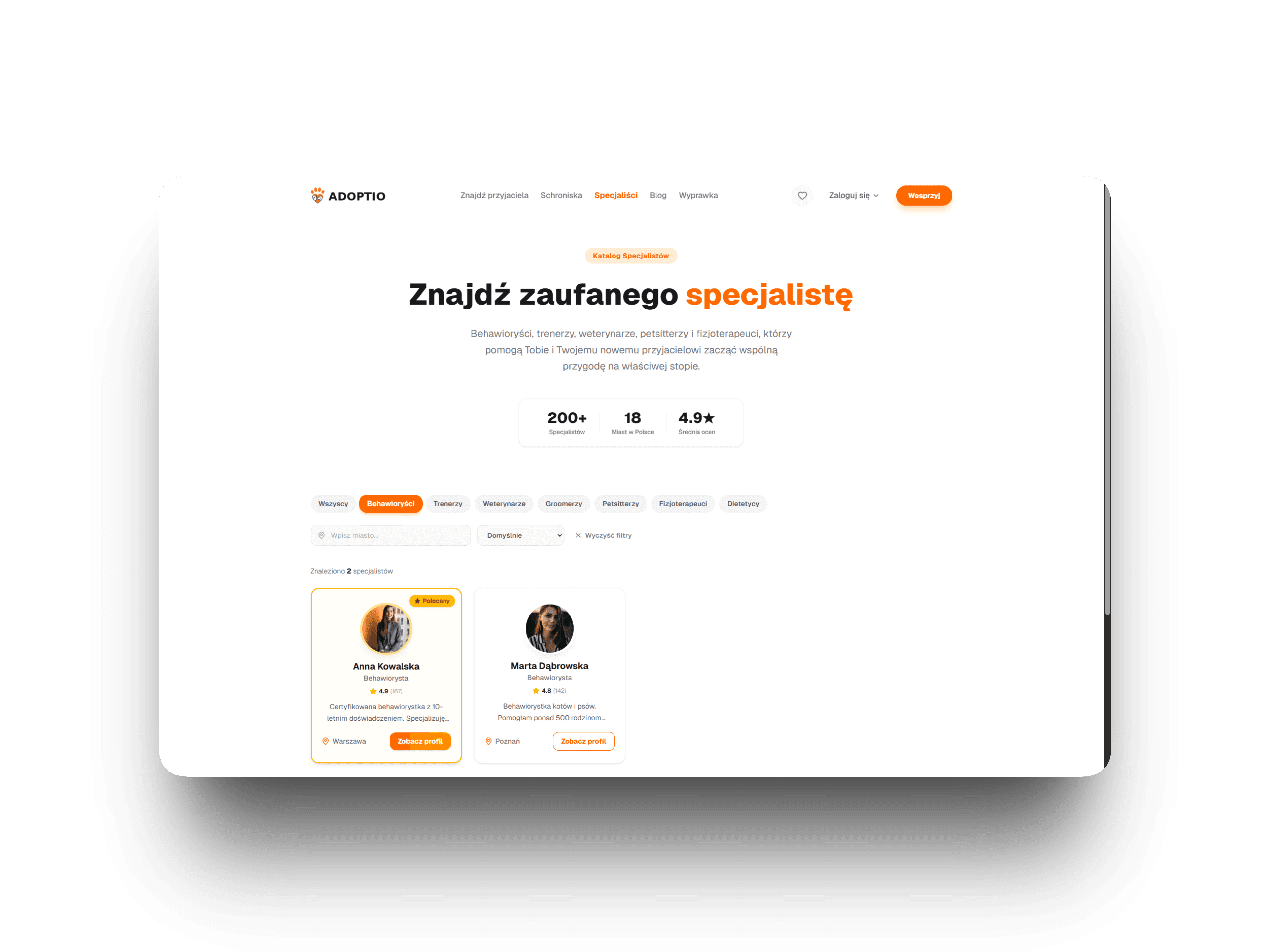 Adoptio specialist profile page