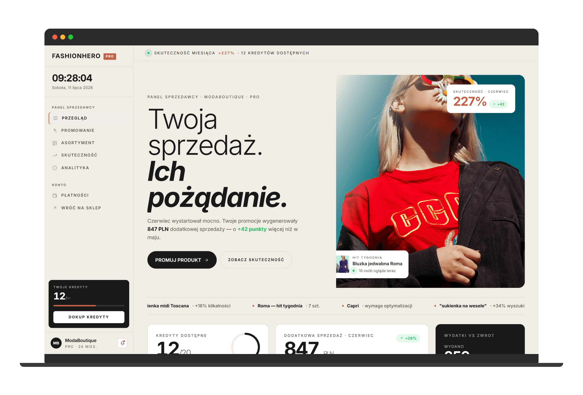 FashionHero real-time ROI dashboard
